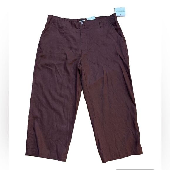 Sag Harbor linen lyosell pants size 16 NWT wide leg Lagenlook Beach Ankle Fall - Picture 1 of 5